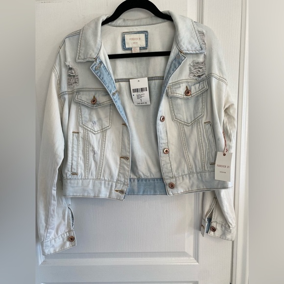 Light Washed Distressed Jean Jacket | NWT - Picture 1 of 9